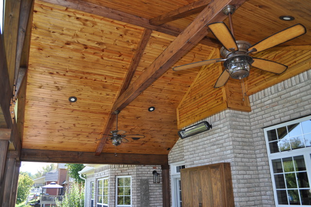 Custom Open Gable Porch With Tongue And Groove Ceiling And