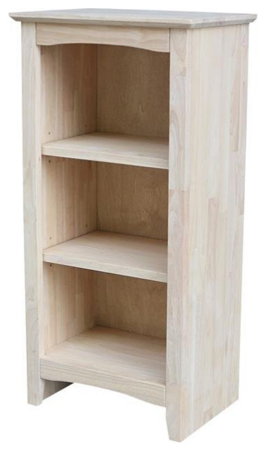 Solid Wood Shaker Bookcase 36 Inch High, Unfinished Furniture Small Bookcase
