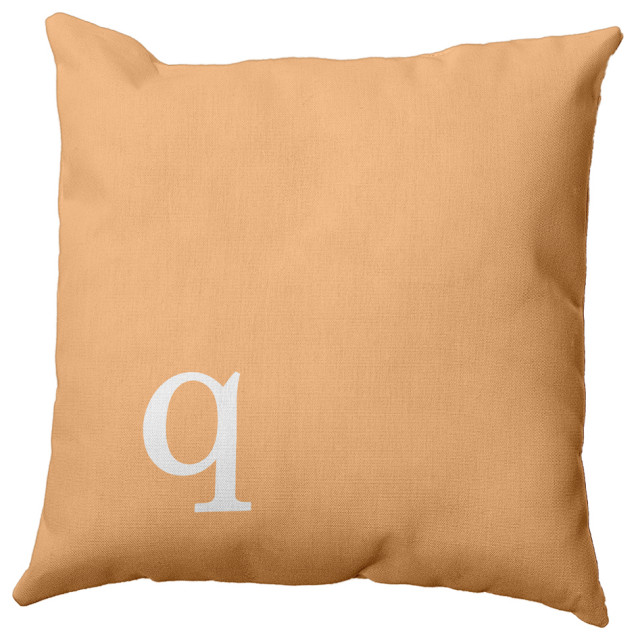 20"x20" Modern Monogram Decorative Throw Pillow, Pale Gold