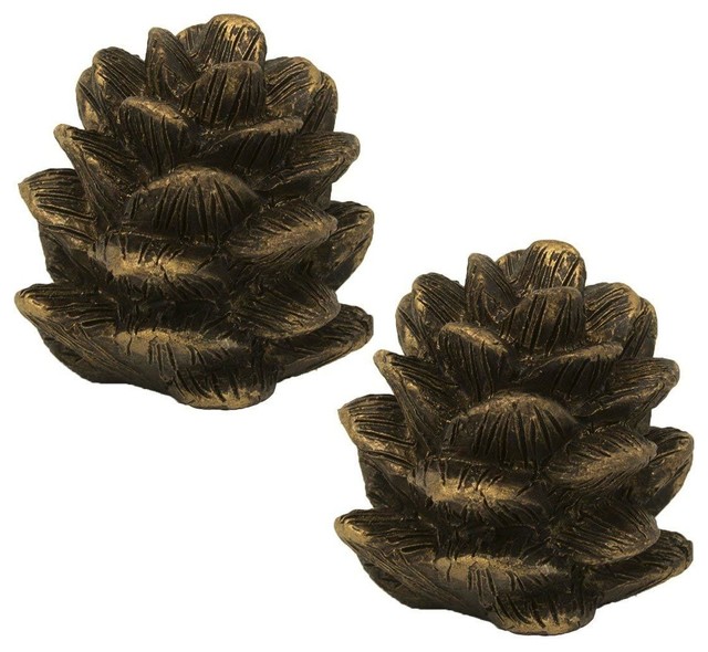 Urbanest Set Of 2 Pinecone Lamp Finial, 1 3/4", Bronze With Gold