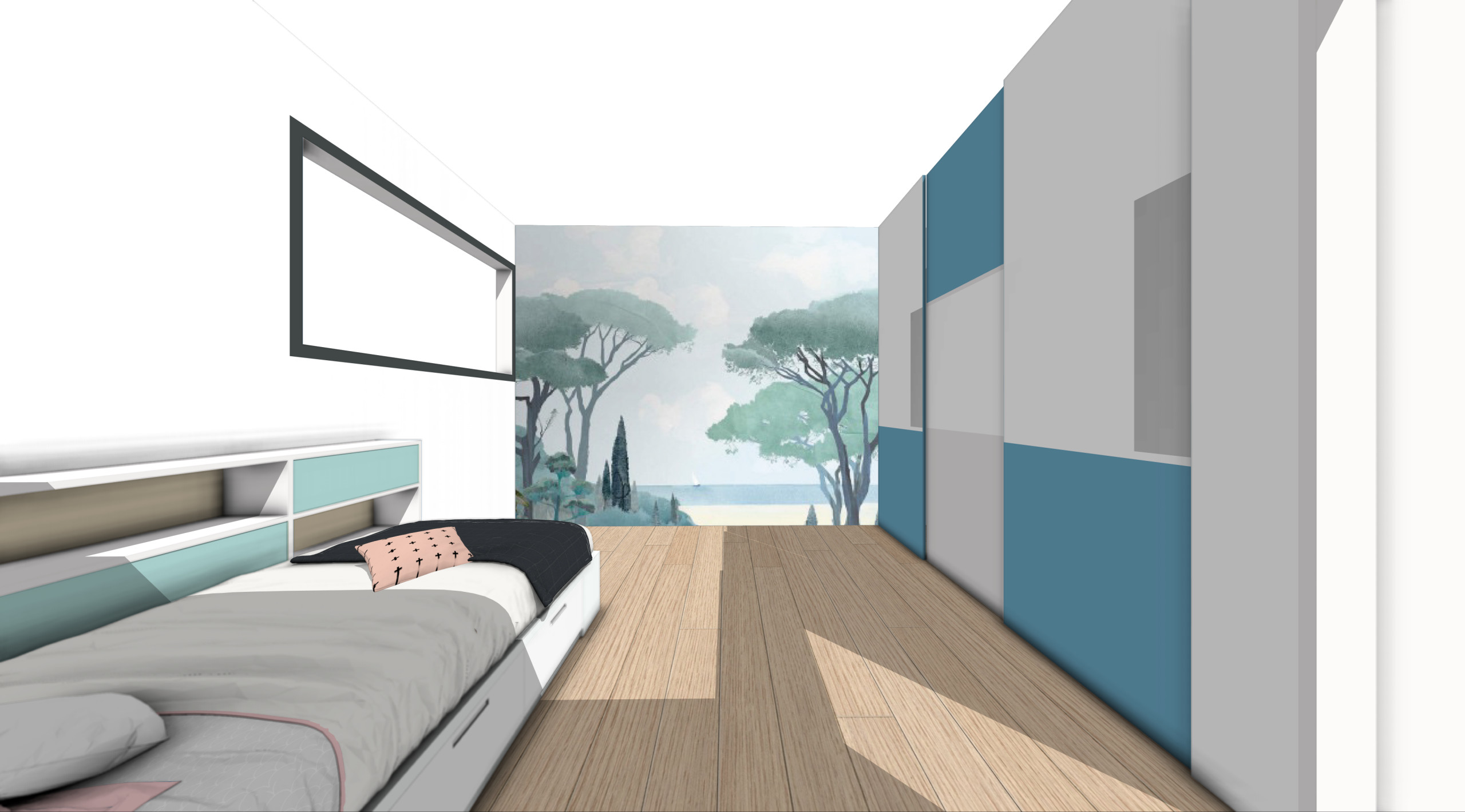 Projet tests papiers peints "La chambre d'Olivia"