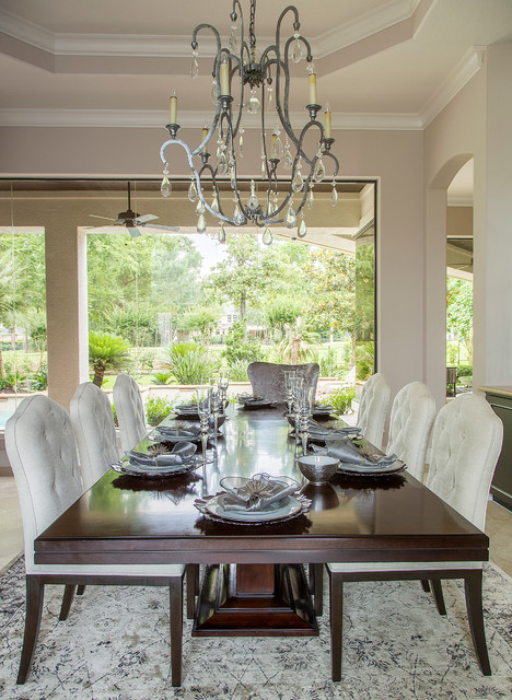 High Fashion Home In The Woodlands Transitional Dining