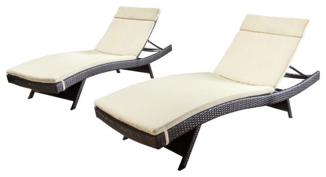 GDF Studio Lakeport Outdoor Adjustable Chaise Lounge Chairs, Set of 2
