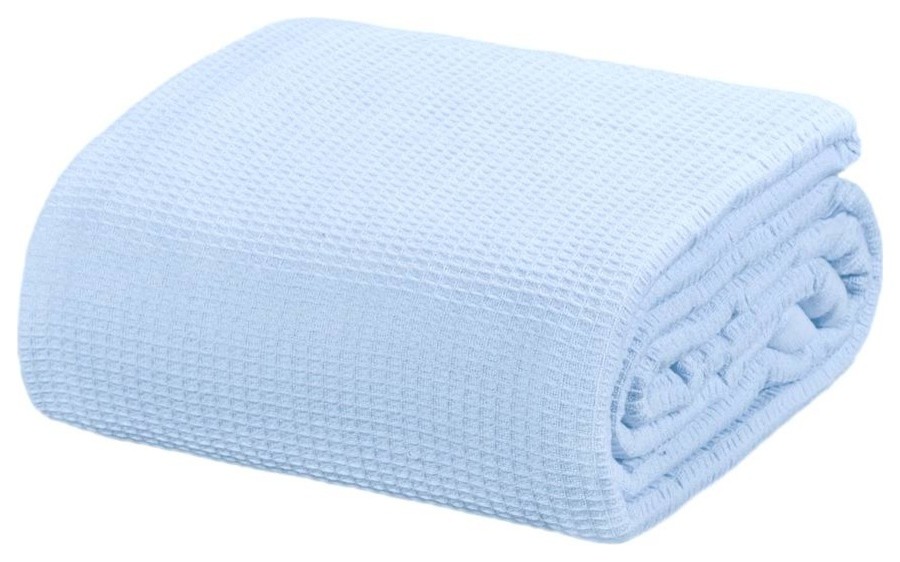 Crover Collection All Season Thermal Waffle Cotton Blanket, Cashmere Blue, Twin