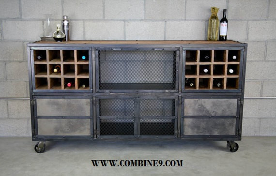 Liquor Cabinet Bar Modern Industrial Reclaimed Wood Custom