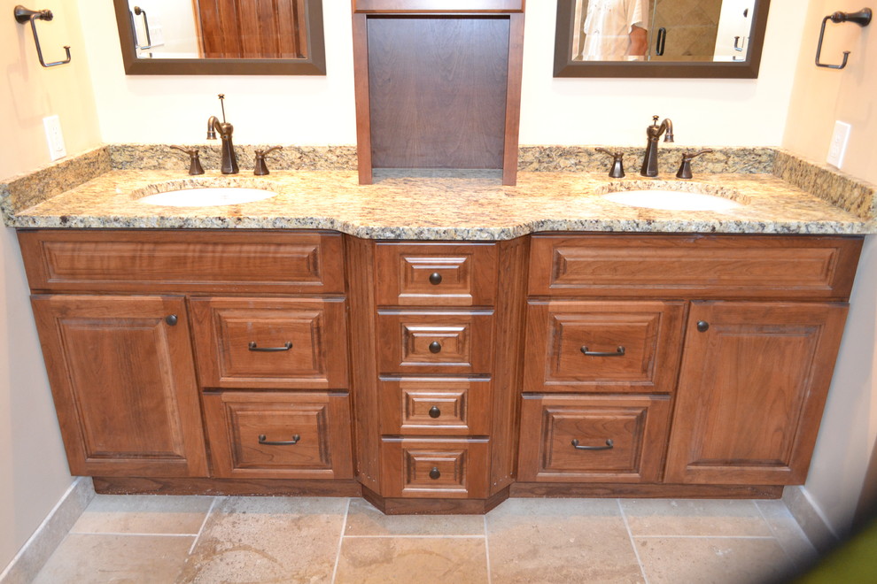Travertine Shower with glass enclosure