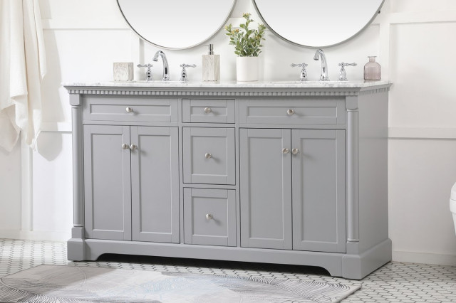 Elegant VF53060DGR 60"Double Bathroom Vanity, Gray - Traditional ...