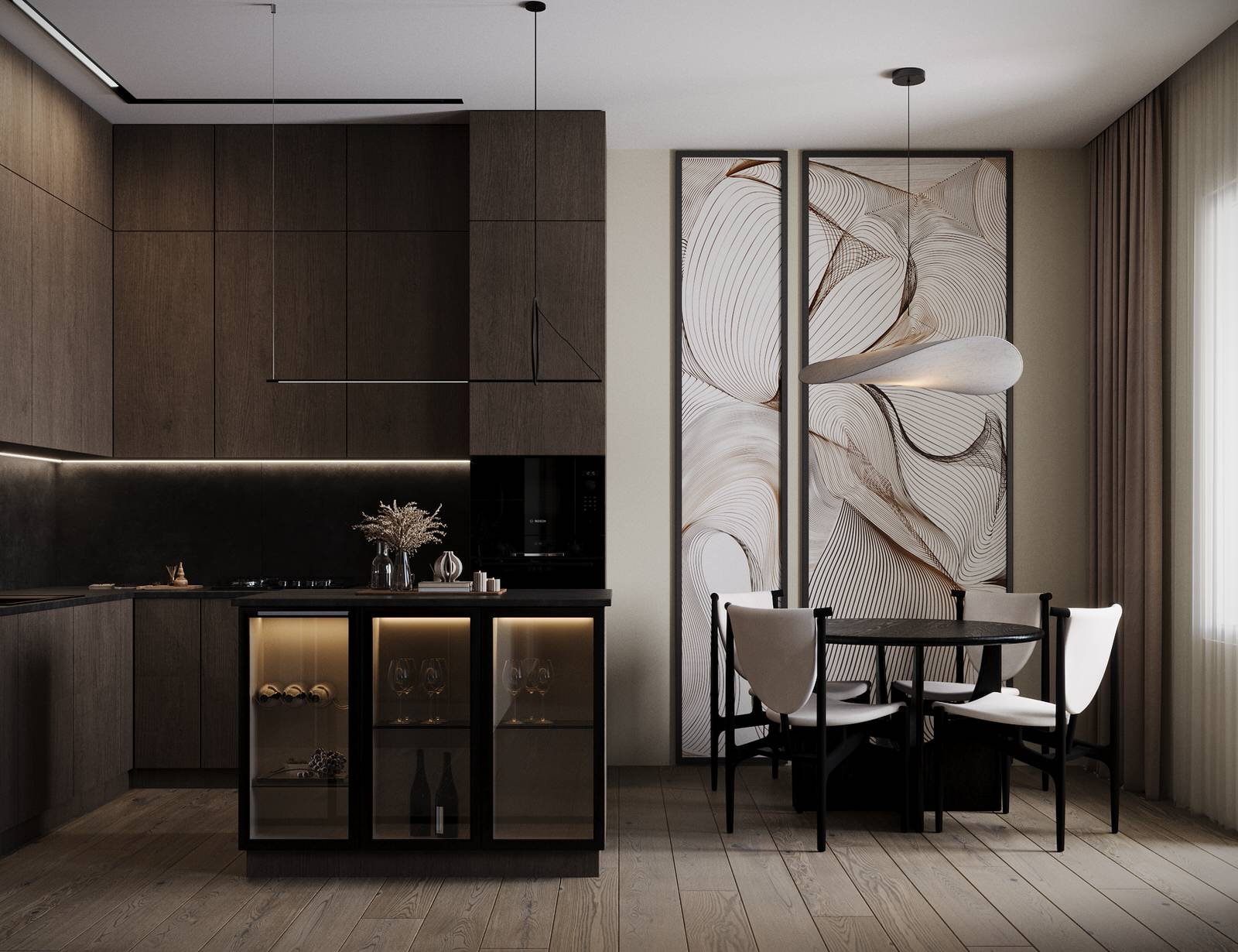 Визуализация кухни-гостиной в жк  Амур-Сити