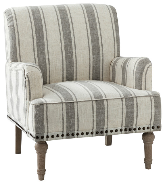 Comfy Living Room Armchair With Stripe Design French Country