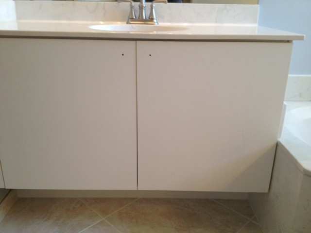 Scott's Master Bathroom Reface Dark Red Mahogany Finish