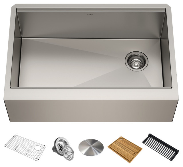 Kore Workstation Farmhouse Stainless Steel 1Bowl Kitchen Sink w