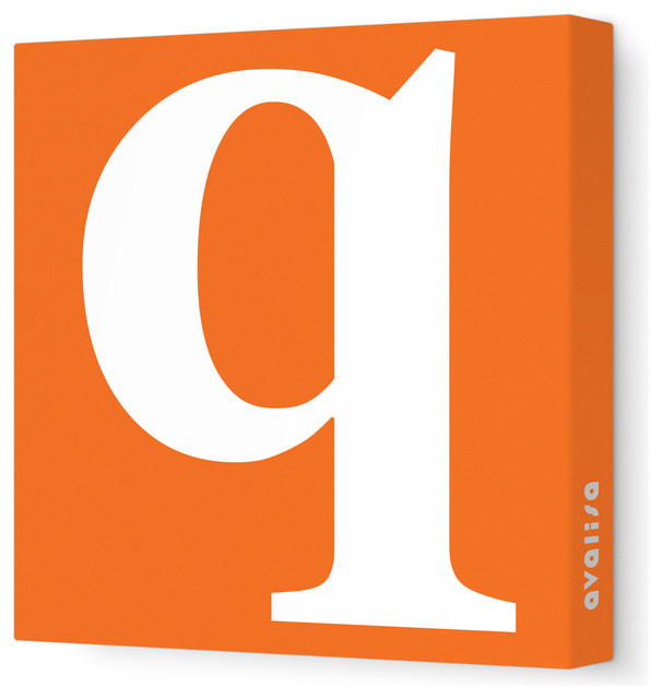 Lower Case Letter 'q' Stretched Wall Art, Pumpkin, 12" X 12"