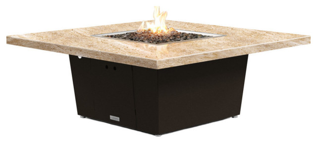 Square Fire Pit Table 56x56 Natural, Outdoor Fire Pit With Granite Top