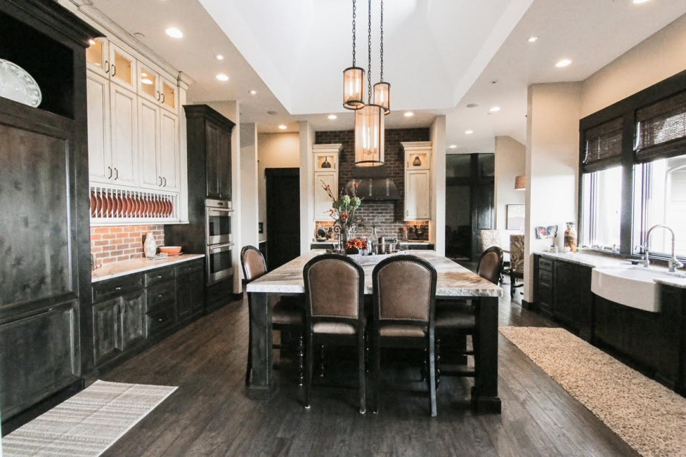 Example of a mountain style dining room design in Portland