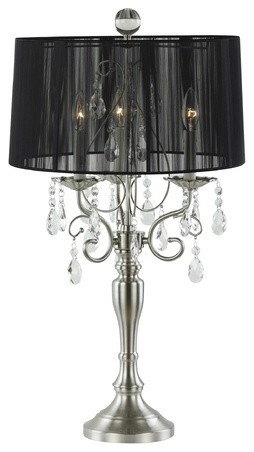Crystal Chandelier Table Lamp with Drum Shade