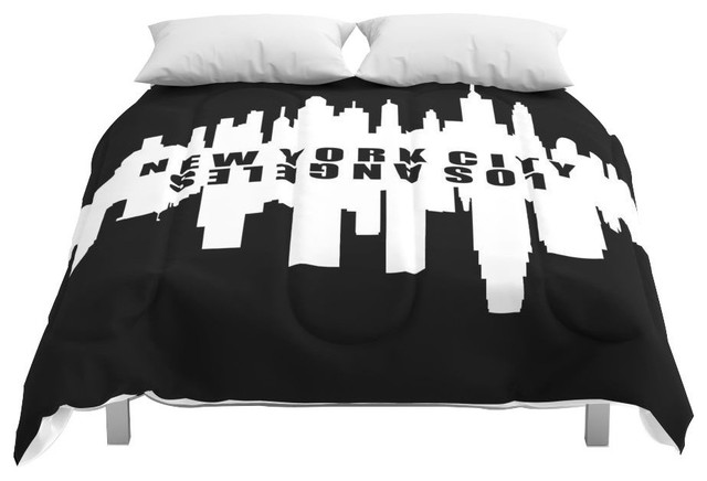 Society6 New York City Los Angeles Skyline Comforter