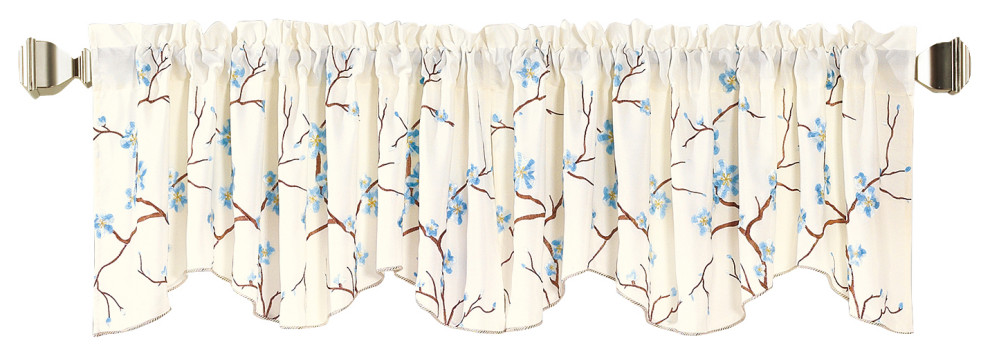 60" x 19" Cherry Blossom Embroidery Window Single Panel Curtain Valance 