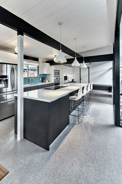 Long Island With Countertop Overhang Modern Kitchen San