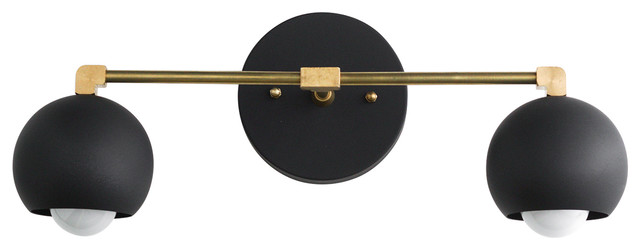 brass and black vanity light