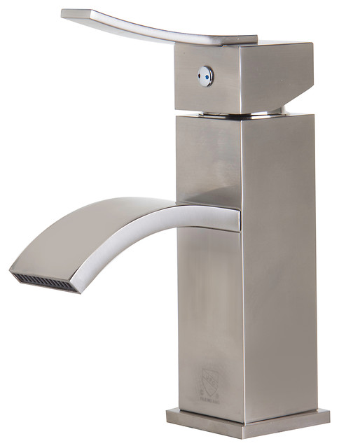 Brushed Nickel Square Body Curved Spout Single Lever ...