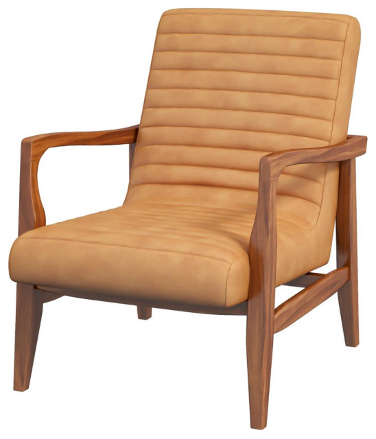 Micah Genuine Tan Leather Accent Chair - Contemporary - Dining Chairs