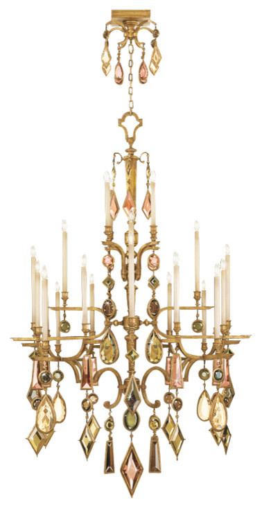 Fine Art Lamps 714640-1ST Encased Gems Gold Multi Color Crystal 24 Light Chandel