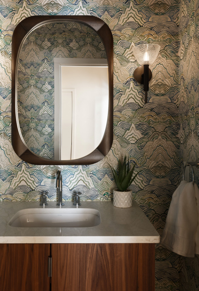 A Wayland Mid-century refuge - Midcentury - Powder Room - Boston - by ...