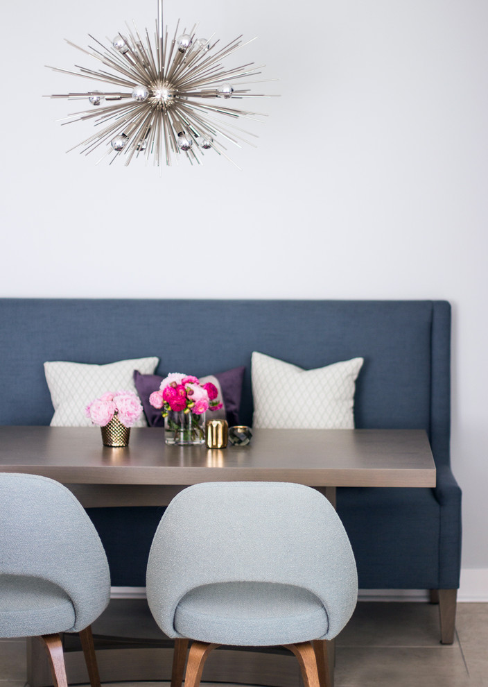 Inspiration for a small contemporary porcelain tile great room remodel in San Francisco with gray walls