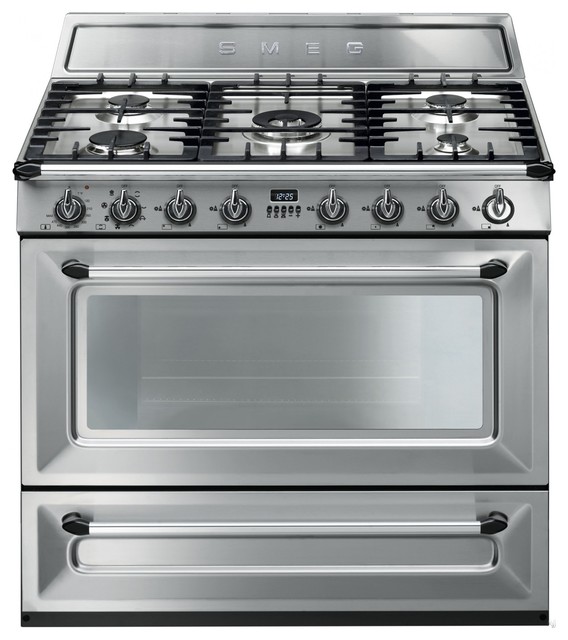 Smeg 36'' Victoria 5 Burner Dual Fuel Freestanding Range Contemporary