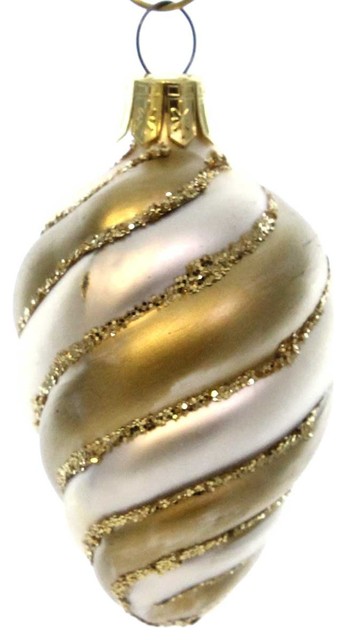 Holiday Ornament Gold Cream Swirl Ornament Glass Pier 1 Christmas