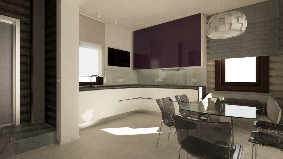 Современный интерьер в срубовом доме