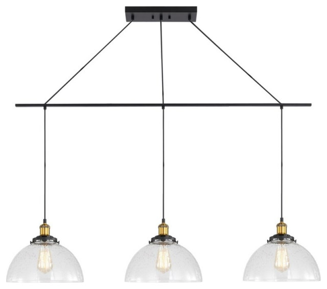 Woodbridge Lighting Fulton 3Light Glass Linear Pendant in Brass/Bronze