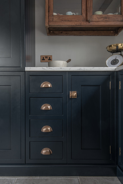 Dark Blue Bespoke Shaker Kitchen transitional-kitchen