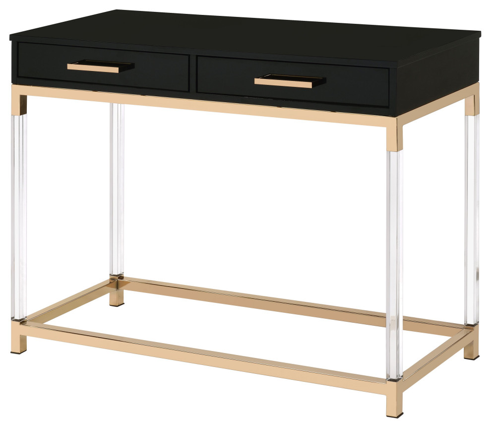 Adiel Console Table, Black and Gold Finish Contemporary Console