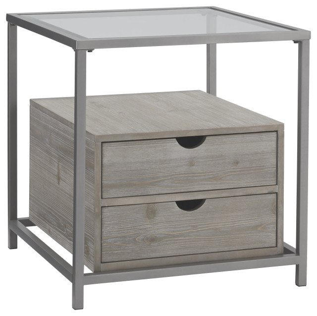 Beachfront End Table in Sand Drift/Nickel Transitional Side Tables