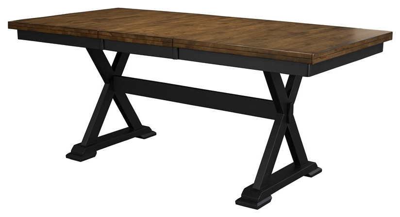 A-America Stone Creek Solid Wood Extendable Trestle Dining Table in Chickory