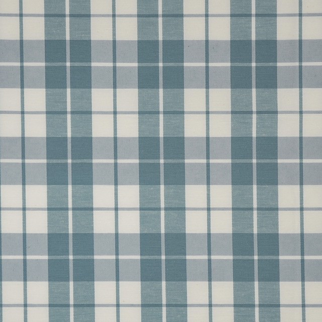 Sea Blue Plaid Woven Upholstery Fabric Farmhouse Upholstery
