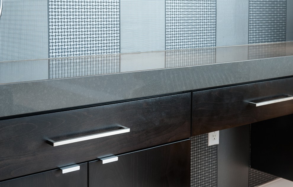 Inspiration for a large master bathroom remodel in Seattle with black cabinets