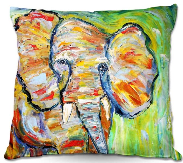 Throw Pillow Karen Tarlton Wild Elephant Contemporary Decorative