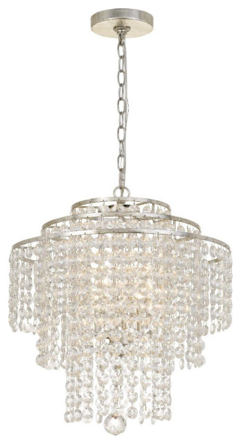 Crystorama ARI-304-SA-CL-MWP 4 Light Chandelier in Antique Silver