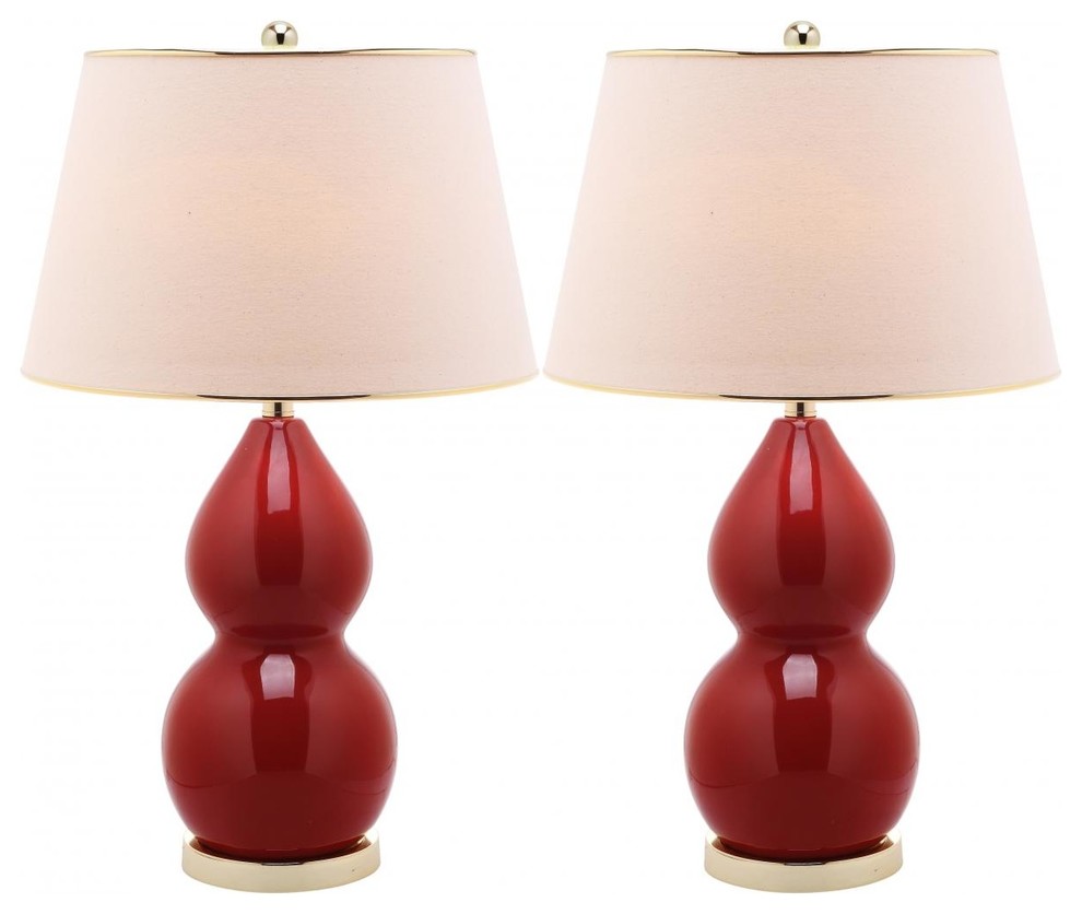 Jill Double- Gourd Ceramic Lamp (Set Of 2) LIT4093 - Chinese Red