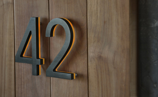 Illuminated Bronze House Numbers 8" - Outdoor LED Backlit Luxello