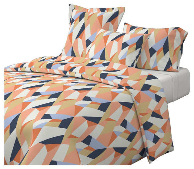 Moderne Geometric Coral Geometric Cotton Duvet Cover