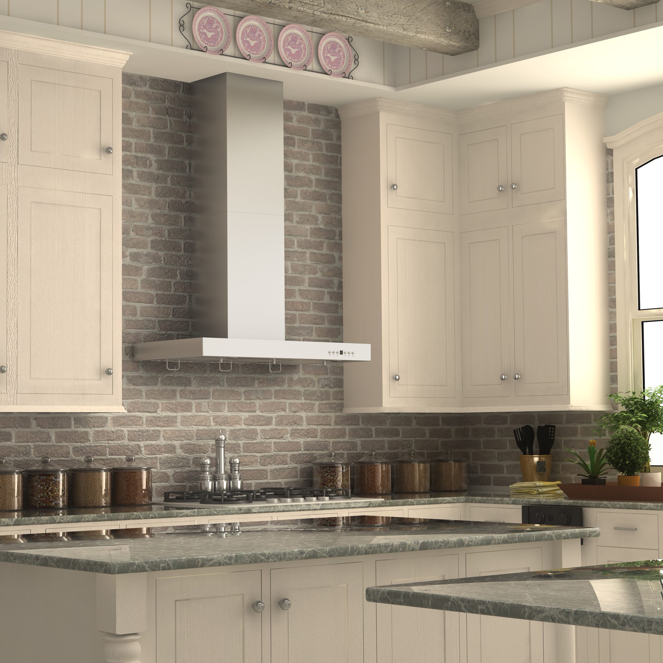 White kitchen featuring a ZLINE KE Stainless Steel Range Hood