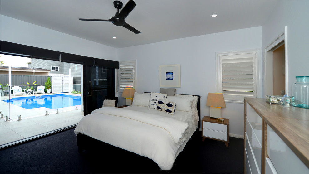 Photo of a modern bedroom in Central Coast.