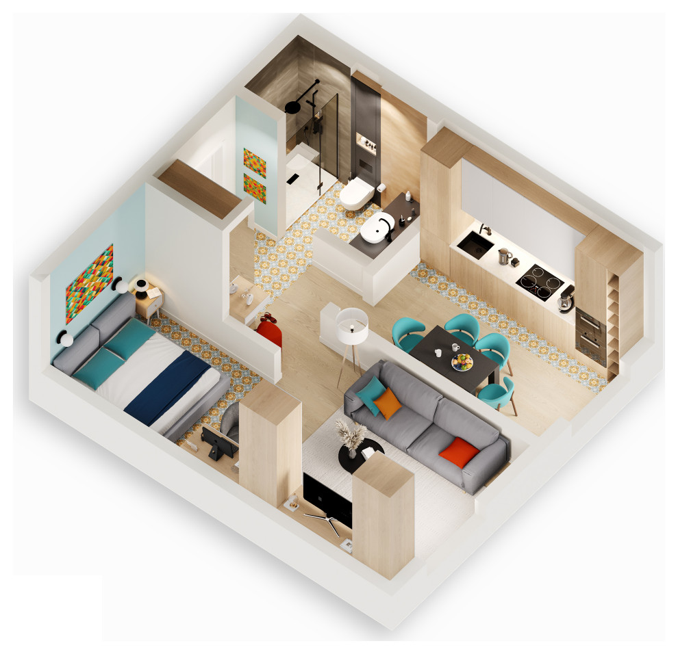 Визуализация 3д планировки интерьера