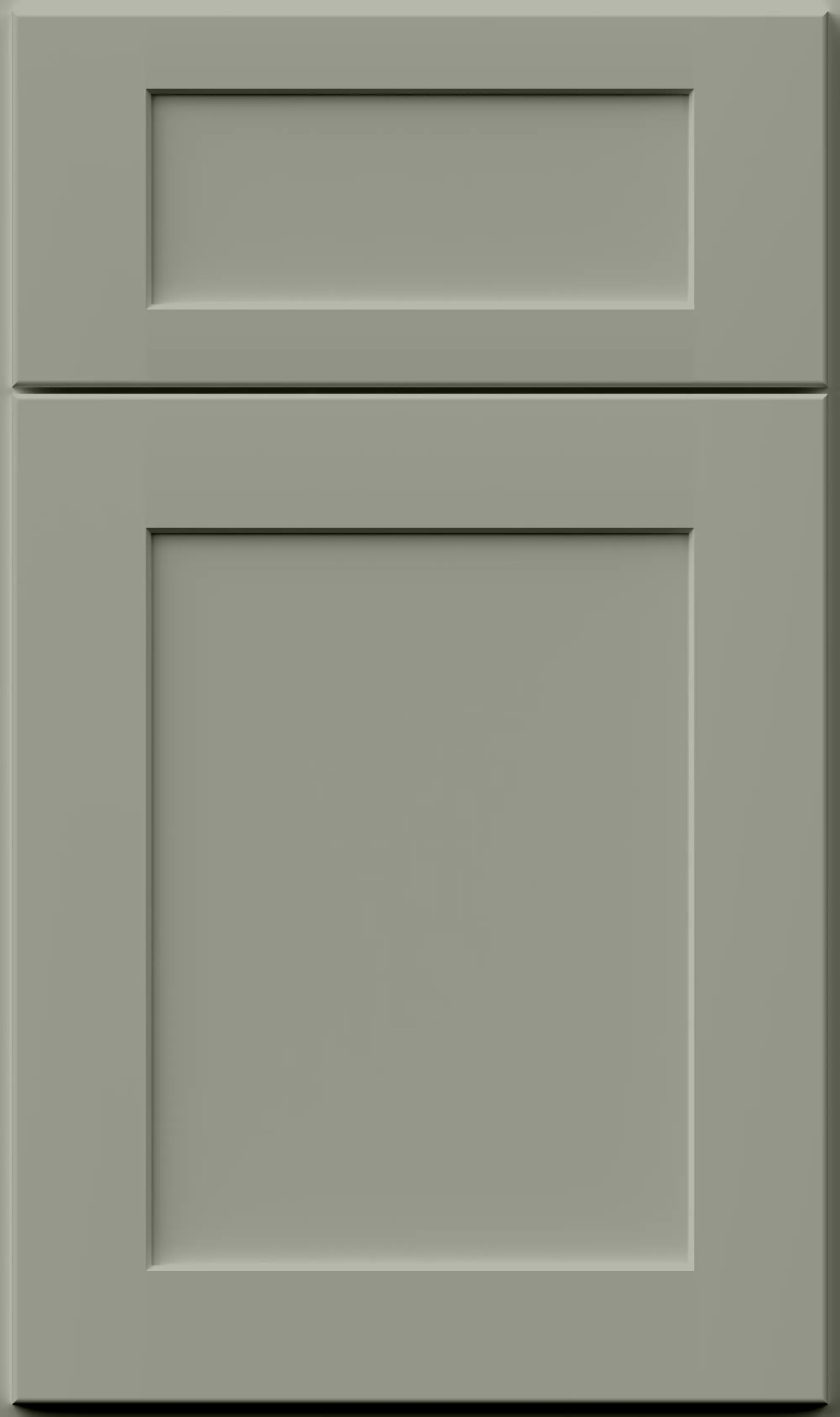 Pistachio Green Shaker cabinet door with recessed center panel and square edges