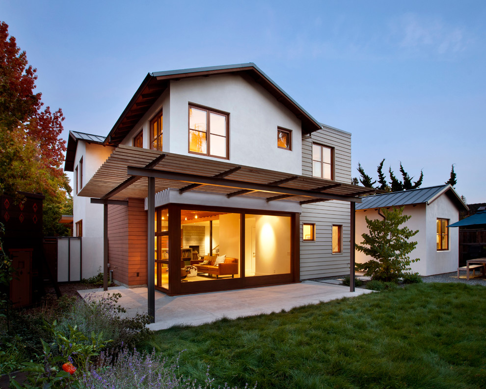 This is an example of a mid-sized transitional two-storey exterior in San Francisco.