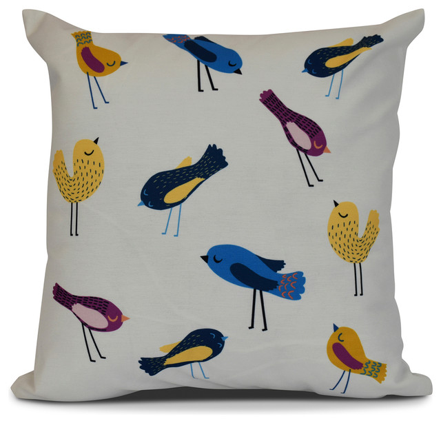 16x16 Tweets Animal Print Pillow Yellow Contemporary 16x16 Tweets Animal Print Pillow Yellow Contemporary Decorative Pillows By E Design