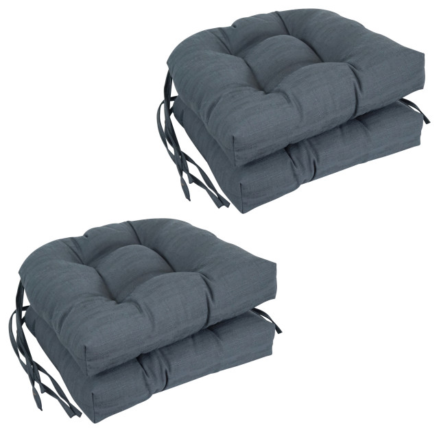 16" Polyester Outdoor UShaped Tufted Chair Cushions, Set of 4, Davos